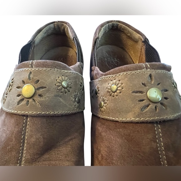 Ariat Womens Westlake Leather Suede Stitched Flower Western Clogs Size 7.5 Brown - Picture 8 of 11